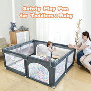 Compact Baby Play Yard with Safety Gate and Breathable Mesh