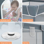 Compact Baby Play Yard with Safety Gate and Breathable Mesh